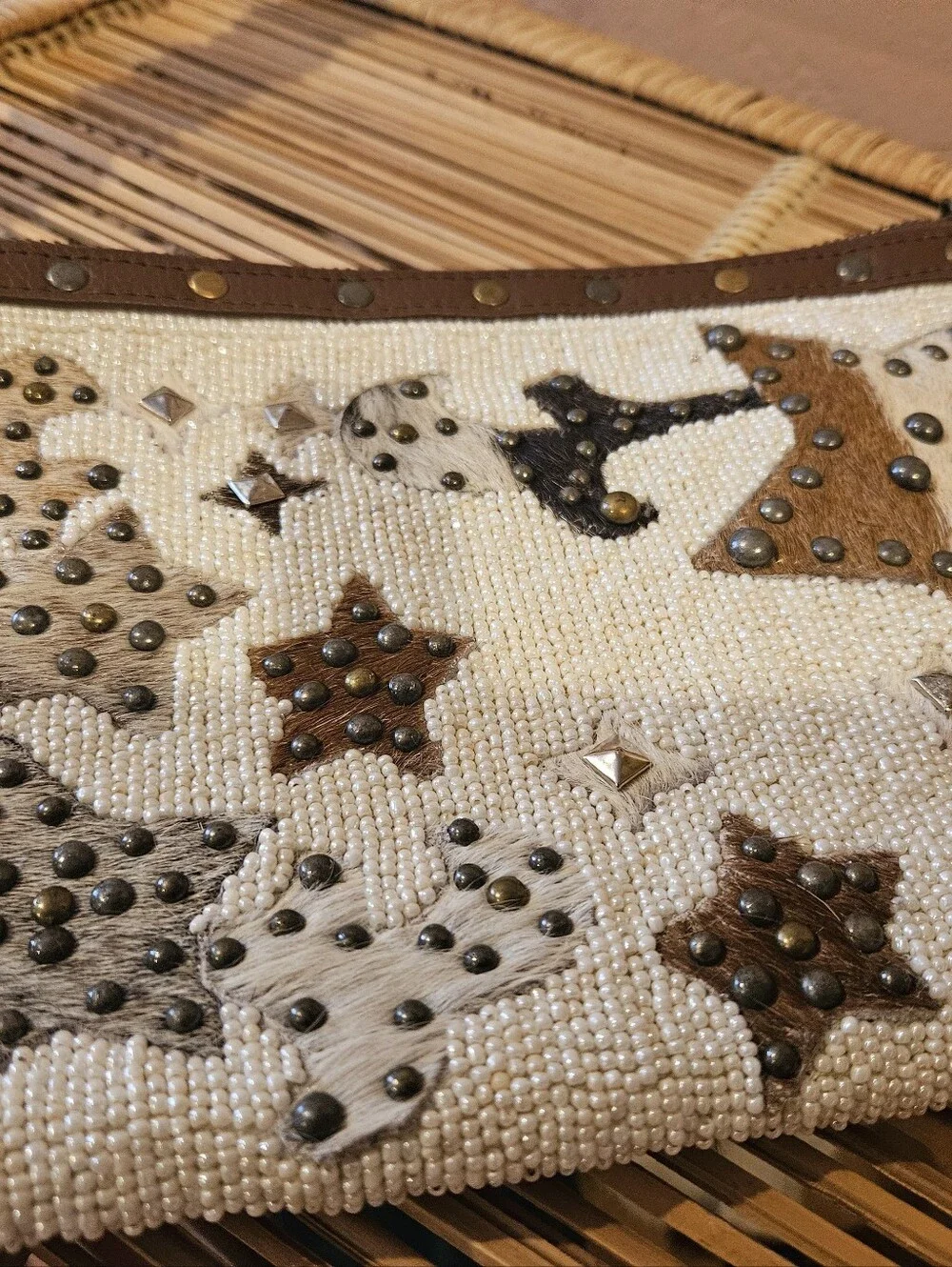Shyanne Tegan Seed Beaded Cowhide & Leather  Clutch Wallet